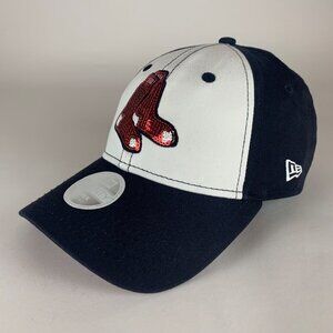 Boston Red Sox MLB Womens White Navy Blue New Era 9Twenty Strapback Hat New